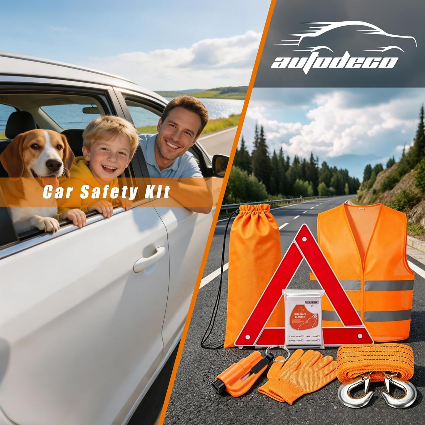 Car Roadside Emergency Kit Automotive Car Safety Kits for Vehicles Woman Man Teen Black