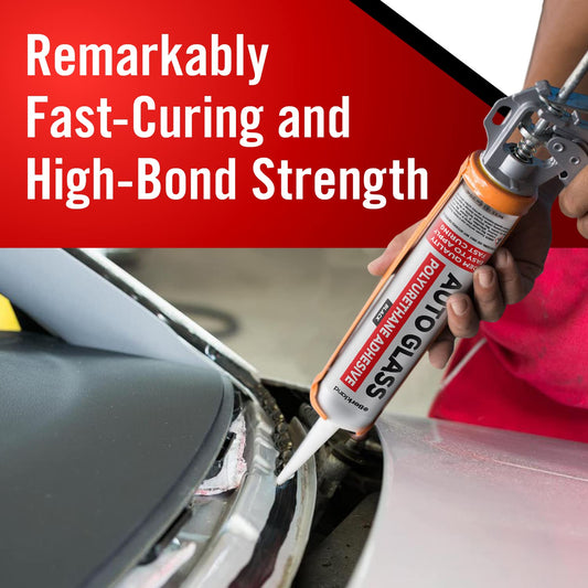 Polyurethane Windshield Adhesive — Fast Curing Auto Glass Glue with High Bond Strength, Black Windshield Sealant for Vehicle & RV Window Seal, Urethane Adhesive with Gloves, OEM Quality, 10.5 fl oz