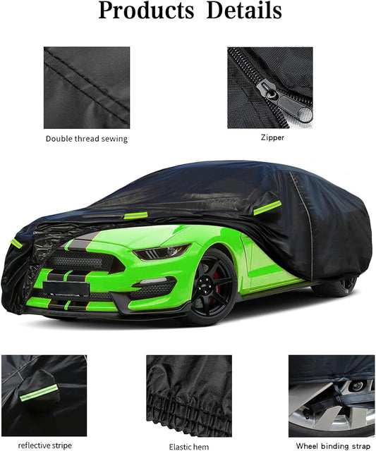 Car Cover for Sedan Waterproof Outdoor Car Covers Rain Snow UV Protection Universal Fit for Sedan Length 178-185 inch