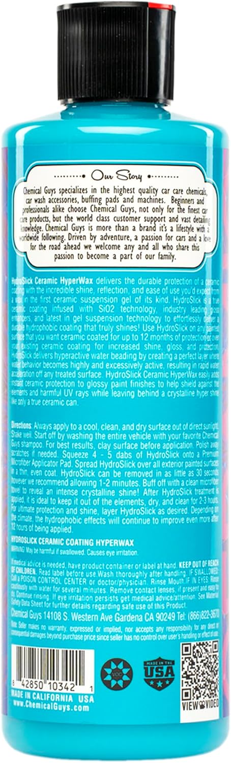 Chemical Guys HOL229 Ultimate Ceramic Coating Kit - HydroSlick HyperWax SiO2 Gel (16 fl oz) for Long-Lasting Shine & Protection, with 2 Premium Microfiber Applicators & 3 Workhorse Towels, (6 Items)