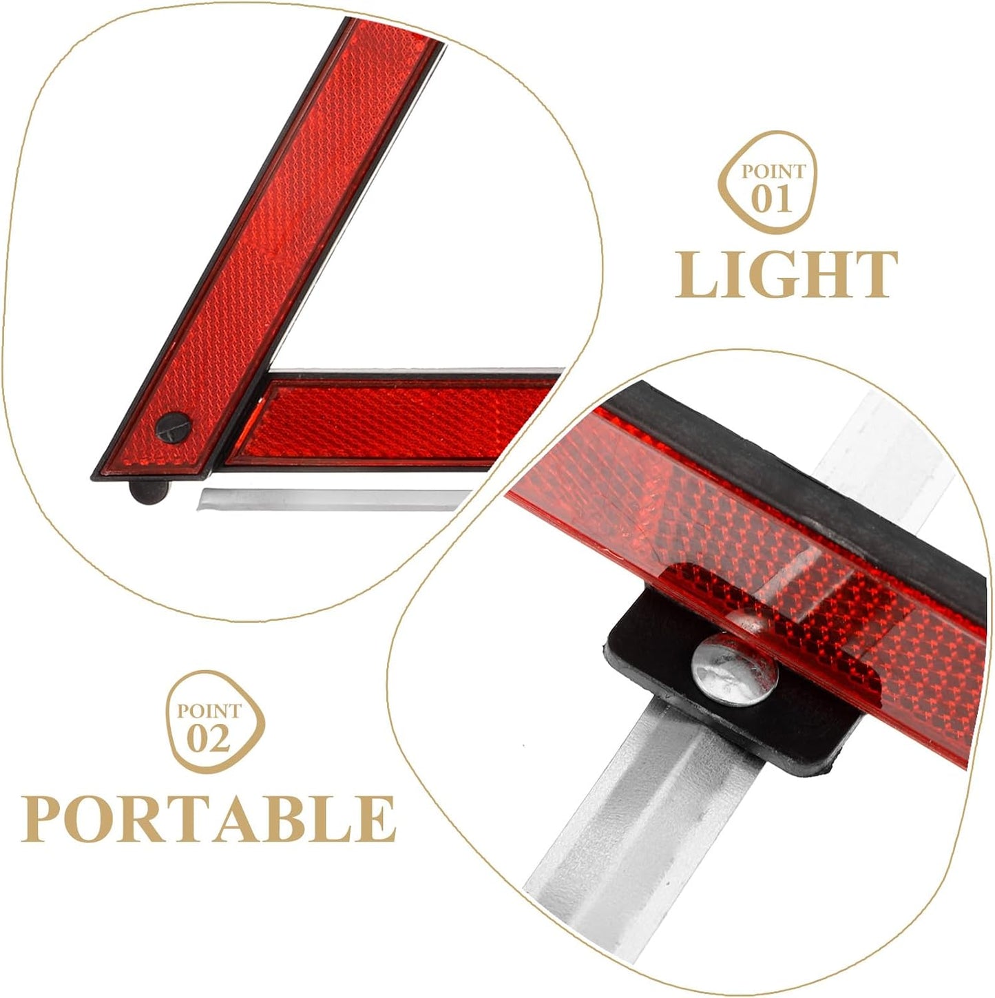 Safety Triangles 3-Pack Portable Reflective Roadside Warning Signs 11.22X9.64X9.05In Emergency Car Hazard Markers for Nighttime and Adverse Weather