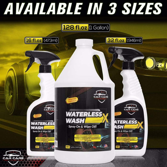 Waterless Wash X-Car Detailing Without Water (128 oz Gallon) Quick Detailer for Any Vehicle-Wash in Your Garage, at Work, or Anywhere-Spray On & Wipe Off