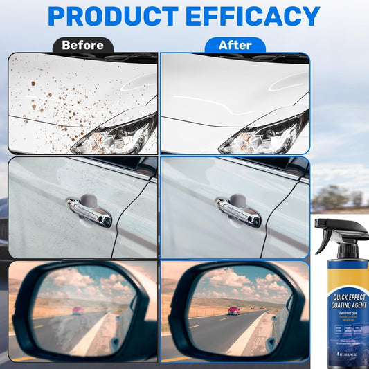 2Pcs Updated Quick Effect Coating Agent for Car,Car Coating Spray Quick-Acting Coating Agent Spray, Car Coating Oil Film Emulsion Glass Cleaner