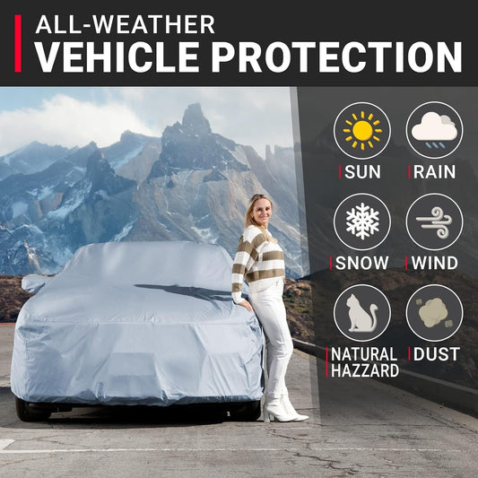 iCarCover 18-Layer Car Cover Waterproof All Weather, Premium Quality Car Covers for Automobiles, UV Protection, GR Supra, LXS SC, Cayman, 718, 911, 350Z, Fits 164-173 Inches