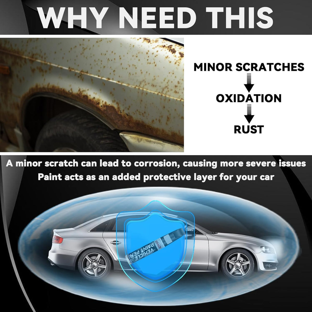 Black Touch Up Paint for Cars, Color Accurate Car Touch Up Paint, Professional Automotive Scratch Repair, Lasting Auto Scratch Remover, Quick Dry, Easy to Use, Safe and Waterproof, Versatile Use