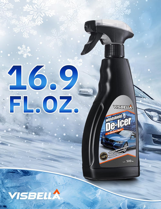 Visbella De-Icer Spray for Windshield & Wipers Extreme Winter Protection Melts Ice & Frost Fast Prevents Refreeze (-113℉, 16.9 Fl.Oz.)