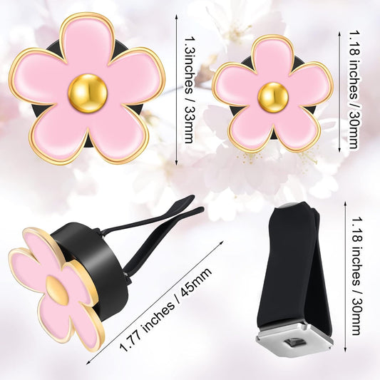 Frienda 6 Pcs Daisy Flower Air Vent Clip Accessories Air Conditioning Outlet Clip Car Air Freshener Dashboard Accessories Charm Car Inter Decor(3 cm, 3.3 cm,White)