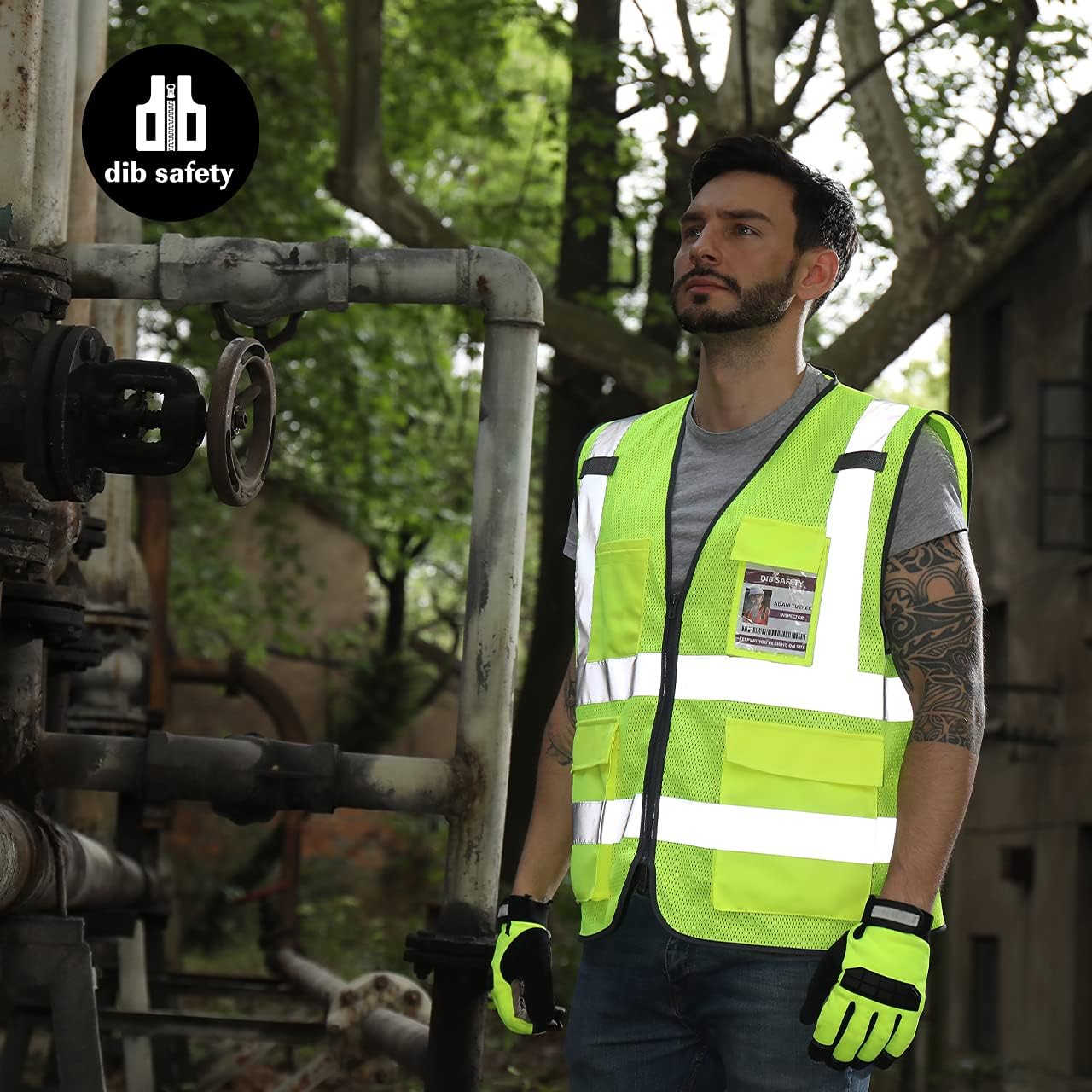 Dib Safety Reflective Safety Vest for Men Women, High Visibility Vest with Pockets and Zipper, ANSI Class 2