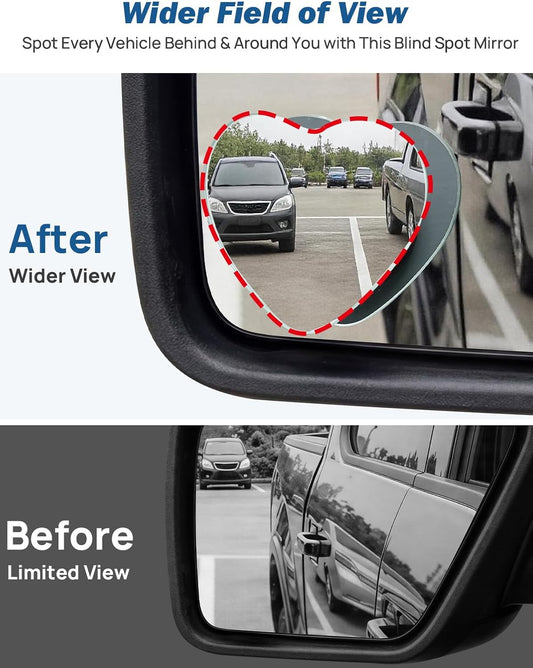 JOYTUTUS Blind Spot Mirror 2 Pack HD Frameless Convex Glass for Wide Angle View and Safer Lane Changing Compatible with Cars SUVs Trucks RVs Easy Stick On & Long Lasting Durability