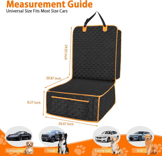 1 Pack Front Seat Car Cover, Waterproof Dog Car Seat Cover, Non-Slip & Scratch-Proof, Pet Car Seat Protector with Side Flaps and Storage Pocket, Car Seat Cover for Most Cars, Trucks and SUVs