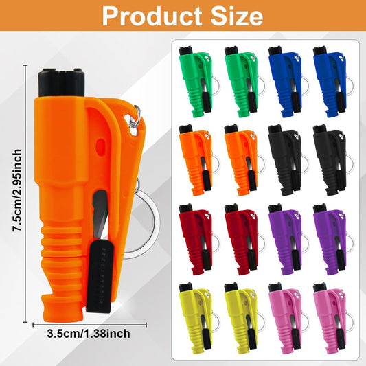 16Pcs Window Breaker Seatbelt Cutter, Portable 3 in 1 Glass Breaker/Seat Belt Cutter/Survival Whistle Car Window Breaker Keychain, Safety Emergency Escape Tools, Multifunctional Car Accessories