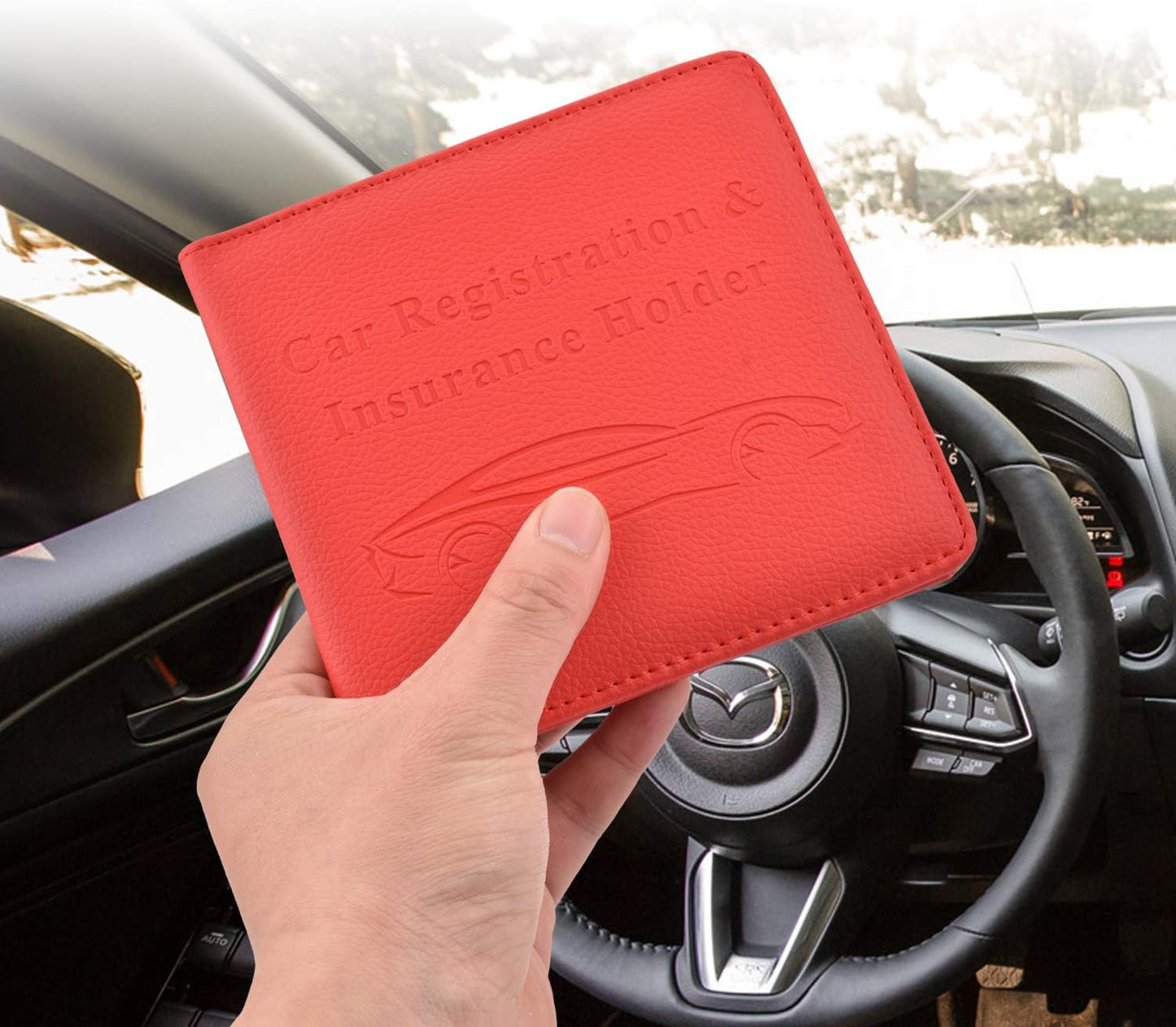 Car Registration and Insurance Holder, Car Accessories Vehicle Glove Box Car Organizer Women Wallet Case for Cards, Essential Document, Driver License by Cacturism, Pink | for Cards