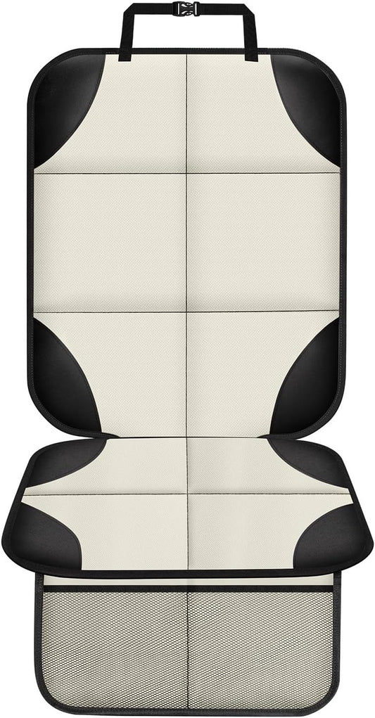 XHYANG Car Seat Protector 1 Pack Car Seat Cushion Mat Thickest Padding,Waterproof 600D Fabric Car Seat Covers for Non-Slip Backing Mesh Pockets for Baby and Pet (Black, 1 Pc)