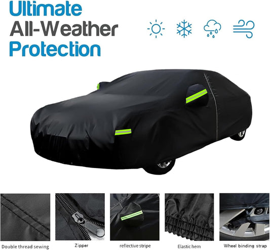 Sedan Car Cover, Car Cover Waterproof All Weather for Automobiles, Outdoor Full Car Covers Windproof Universal Fit for Sedan 178-185 inch