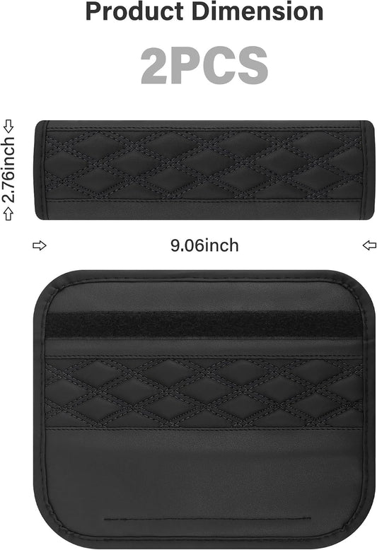 2PCS Car Seat Belt Cover Pads,Leather Seatbelt Covers Protect Shoulder and Neck Car Accessories Interior,Universal Car Seat Strap Pads Car Decorations for Most Cars Trucks (Black/Red)