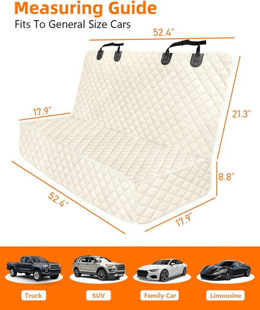 PETICON Waterproof Scratchproof Pet Bench Seat Covers for Cars, SUVs, Nonslip Durable Back Seat Cover for Dogs, 600D Oxford Fabric, Machine Washable
