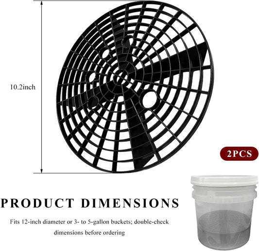 2 PCS Car Wash Bucket Inserts, Detail Grit Trap Kit Helps Removes Dirt & Debris from Wash Mitt, Automotive Detail Filter Washing Tool for 12-Inch Diameter Buckets (Black)