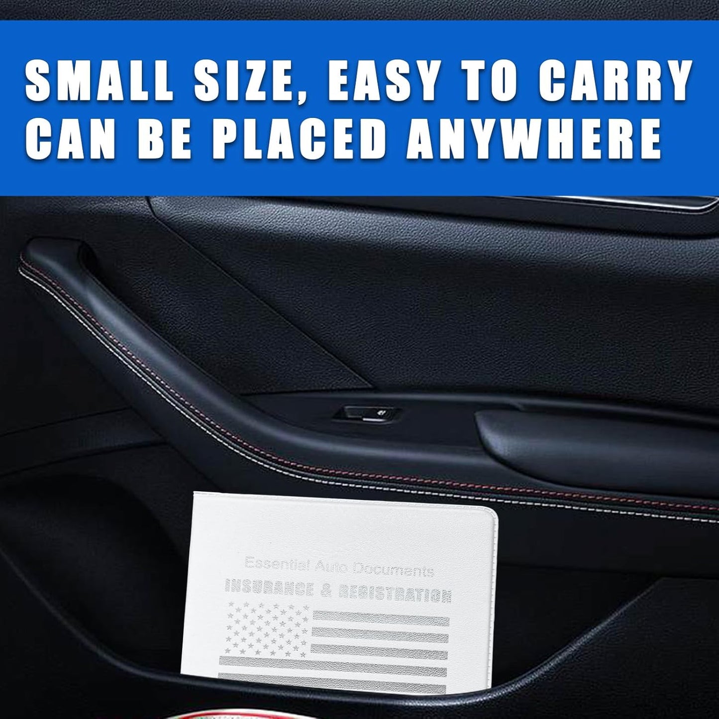 Ziciner Car Registration Insurance Holder, 2Pack Essential Auto Card Document Glove Box Organizer with Touch Fastener, Vehicle Interior Accessories Perfect for Most Car, Truck, SUV (Red/Small Car)