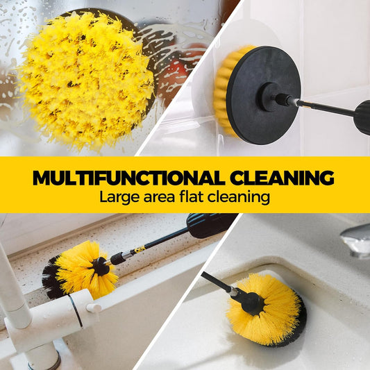 Holikme 6Pack Drill Brush Power Scrubber Cleaning Brush Extended Long Attachment Set All Purpose Drill Scrub Brushes Kit for Grout, Floor, Tub, Bathroom and Kitchen Surface,Scratch Brushes(Yellow)