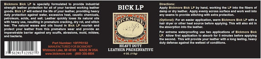 Leather Conditioner, Scratch Repair | Bickmore Bick LP 4oz - Heavy Duty LP Leather Preservative | Leather Protector, Softener and Restorer Balm for Dry, Cracked, and Scratched Leather | Made in USA