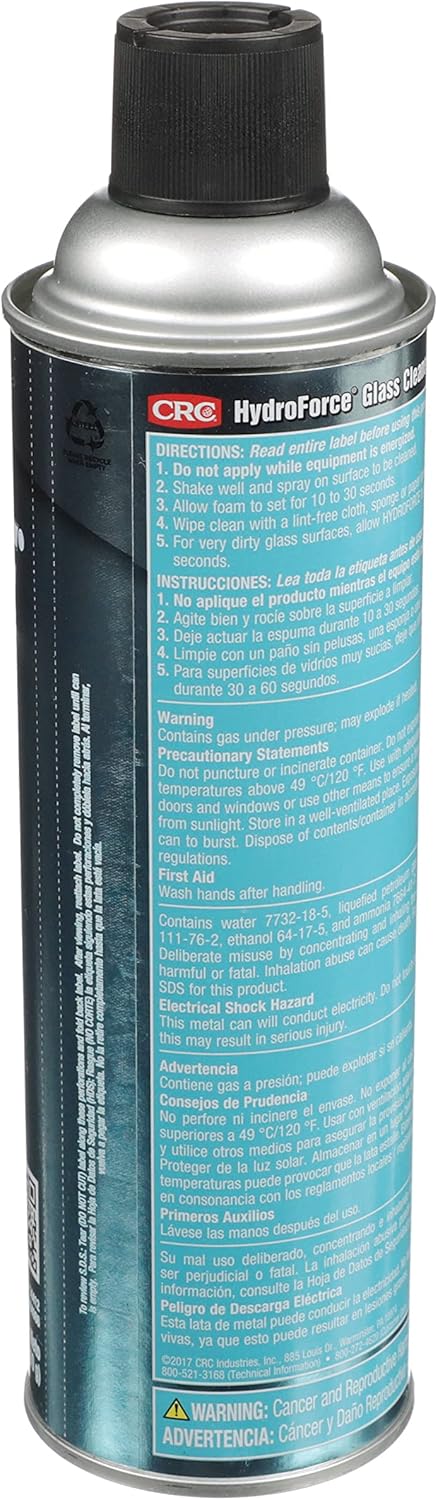 CRC HydroForce Glass Cleaner 14412 – 18 WT. OZ., Professional Strength Cleaning Solution
