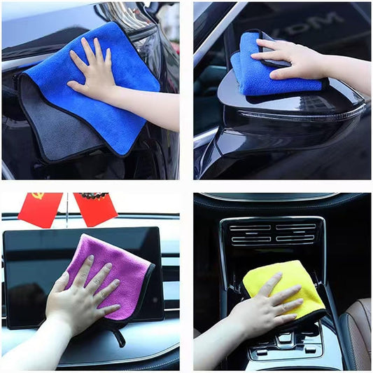 10 Pack Premium Microfiber Towels Coral velvet Washing and Detailing Towels for Car Detailing Household Cleaning Ultra-Soft Super Absorbent, Lint Streak-Free 11.8"x15.7” Cleaning Cloth (Yellow/Grey)