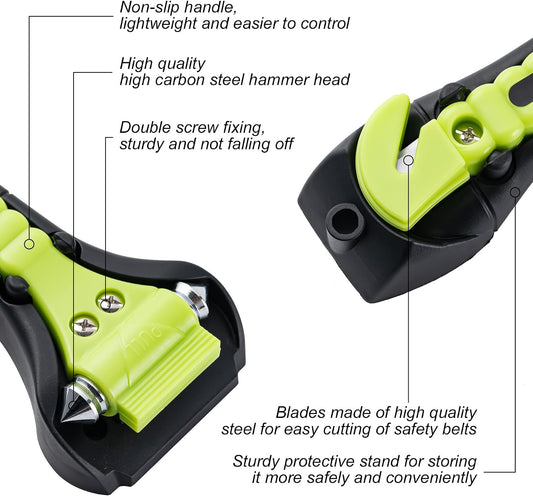 Car Window Breaker Hammer and Seat Belt Cutter 2-in-1,Emergency Escape Tool | Car Accessories, Auto Car Escape Tool,Safety Hammer for Family Rescue and Auto Traffic Accident Emergency Escape, 2 Packs