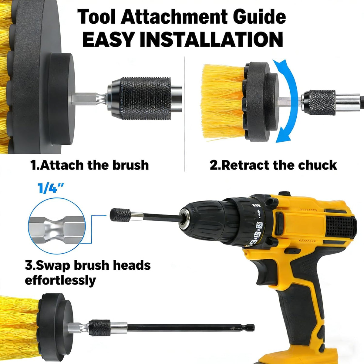 18Pack Drill Brush Power Scrubber Cleaning Brush Extended Long Attachment Set All Purpose Drill Scrub Brushes Kit for Bathroom, Car Detailing, Carpet, Tile Grout, Sinks, Corners