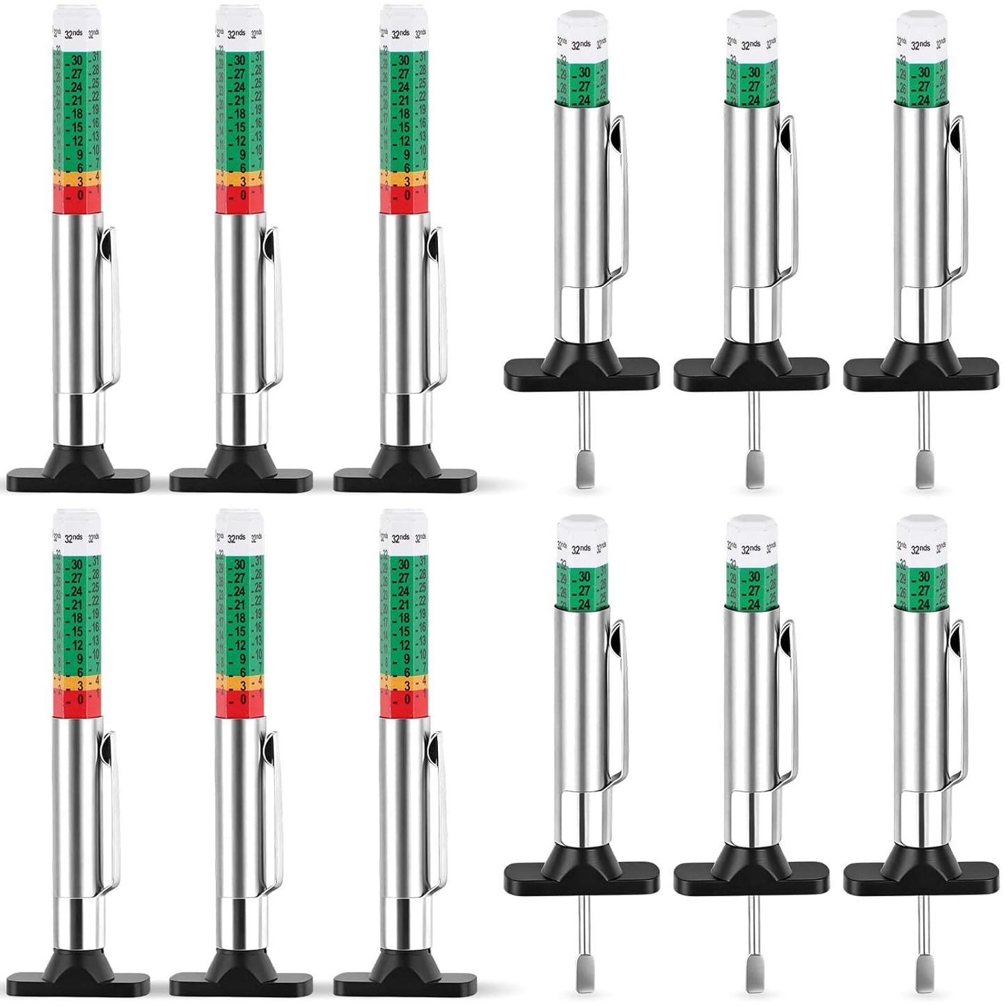 INBOF 4 Pack Tire Tread Depth Gauge, Color Coded Tire Depth Gauge Tool 32nds