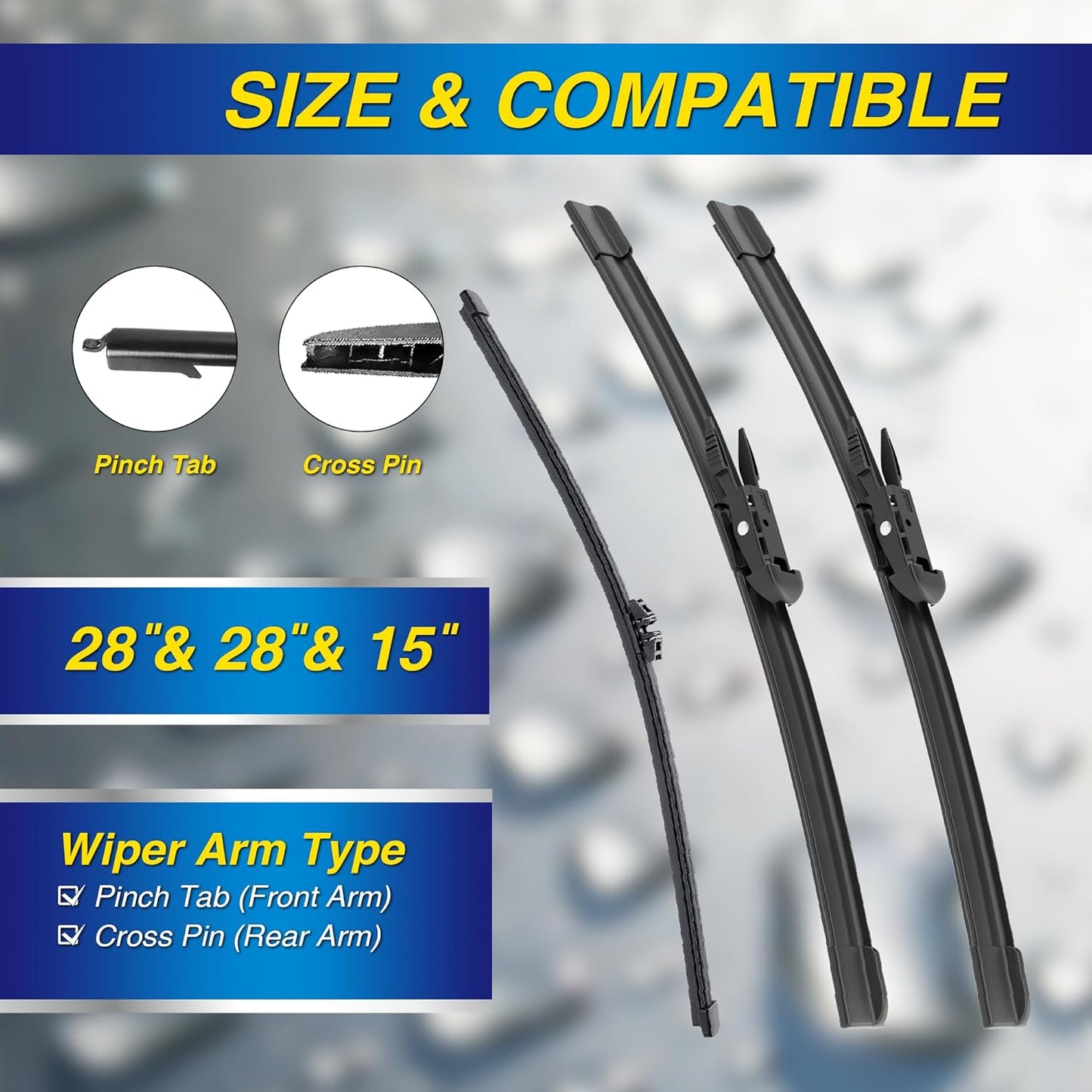 5 PLUS® Silicone Windshield Wipers Replacement for 2007-2014 Ford edge, 2007-2015 Lincoln MKX Wiper Blades(Set of 3),Automotive Replacement Windshield Wiper Blades For My Car-26"/20"/14" - Colors B