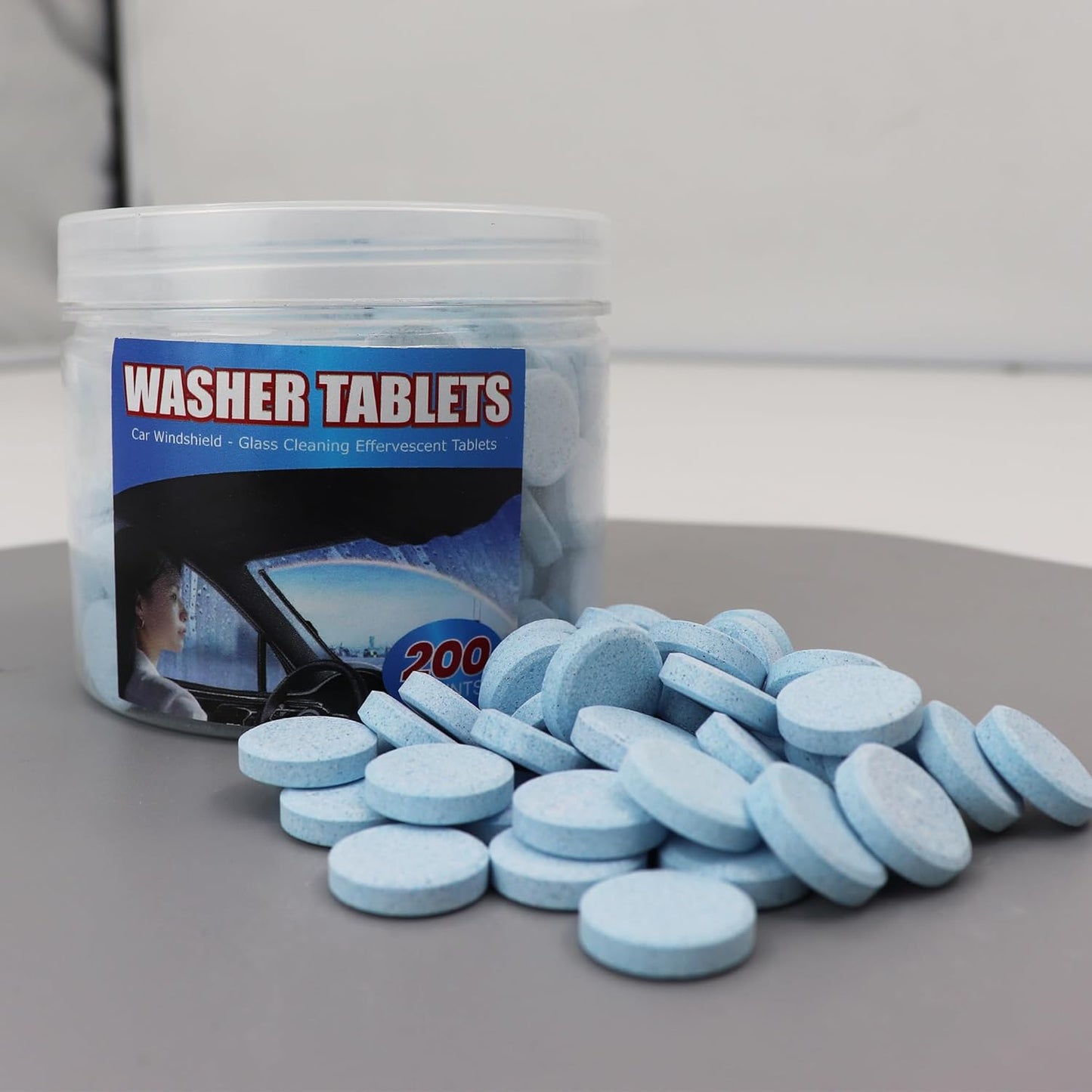200 PCS-Car Windshield Washer Tablets, Glass Cleaner, Concentrated Effervescent Tablets, Solid Windshield Effervescent Wiper Tablet for Car Window Glass Cleaning (S)