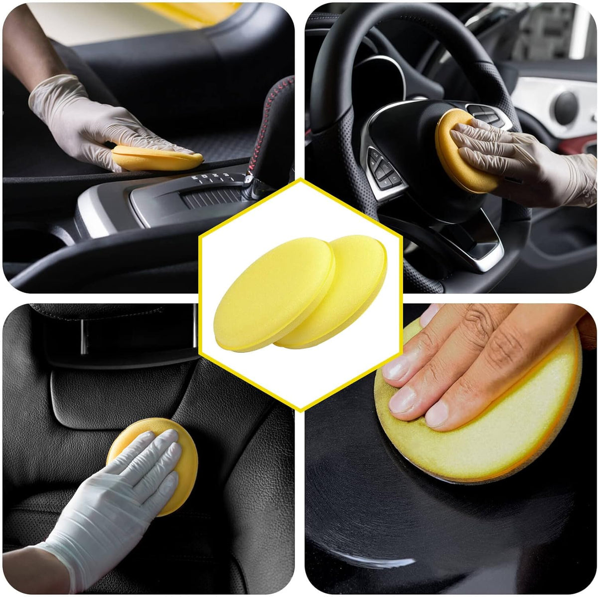 Car Wax Applicator Pad 24 PCS - Foam Applicator Pads 4 Inch Round Polishing Sponge for Tire Shine Waxing Detailing, Ultra Soft High Density Foam Pad for Car Polish, Scratch Repair & Wheel Dressing