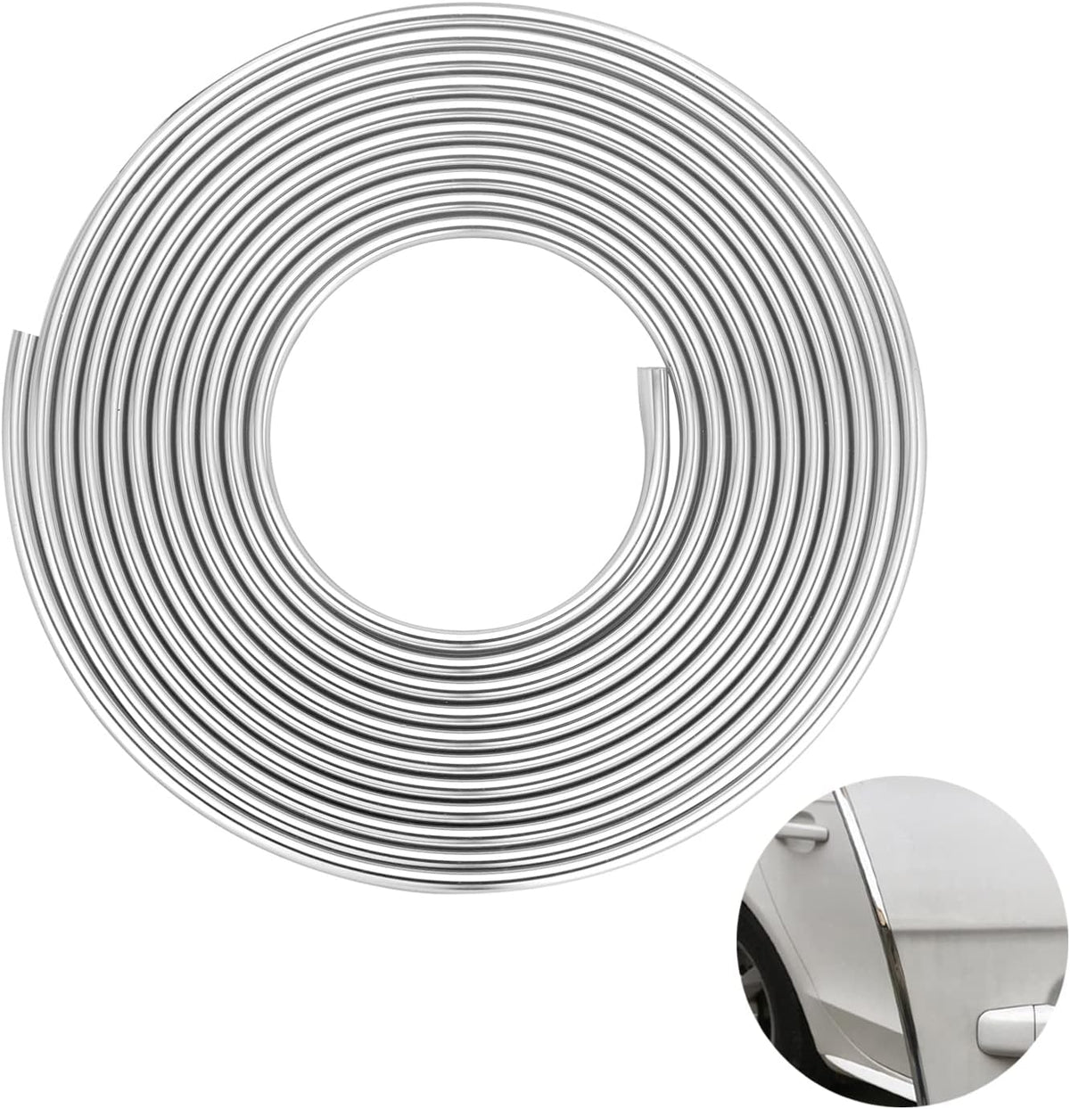 Car Door Edge Guards Chrome Silver Universal U Shape Moulding Trim Strip Automotive Guard Door Protector Decorative for Sedans, Trucks, SUV, ATV (32FT, Silver)