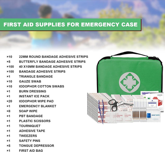 Travel-First Aid-Kit Car-Home 300PCS Survival-Kit Outdoor-Adventure - Small Portable Red Emergency Essential Sets Office Hiking Camping Business Public Must Have First Aid Gear Equipment 1st Aid
