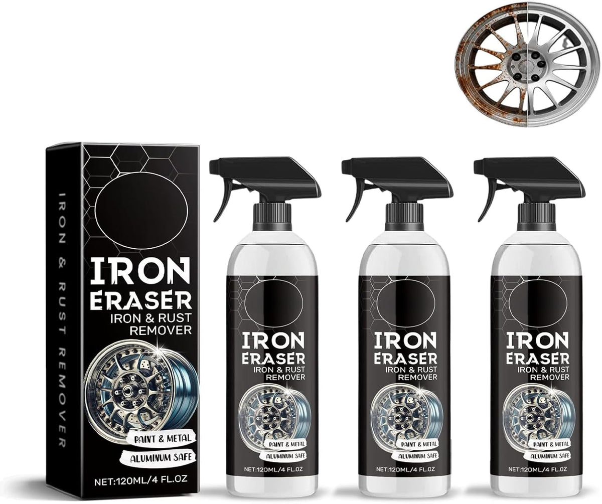Iron Eraser Rust Remover Spray, 2026 New Professional Automotive Surface Metal Cleaner for Car Wheels and Paint, Fast Acting Rust and Brake Dust Remover (1 pcs, 4 Fl Oz)