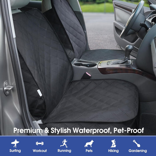 ALLANSING Front Seat Cover for Dogs with Side Flaps, Heavy Duty 900D Waterproof Seat Protector, Protects from Dirt & Scratches, for Pets & Daily Use, Fits Cars SUV Trucks Minivans (2-Pack)