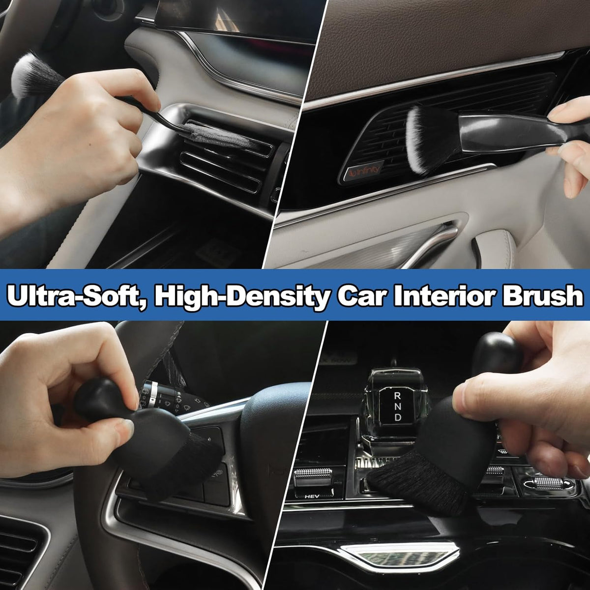 Windshield Cleaner Tool, 14Pcs Car Cleaning Kit - Car Interior Detailing Kit with Extendable Handle, Cleaning Gel & Microfiber Pads, All-in-One Inside Car Cleaning Supplies for Women Men