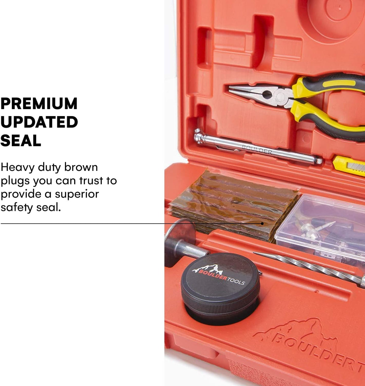 Boulder Tools Tire Repair Kit - Professional Heavy Duty Tire Plug Kit, Tubeless Tire Repair Kit for Flat Tire & Puncture Repair on Cars, Trucks, SUVs, ATVs, UTVs, RVs & Motorcycles
