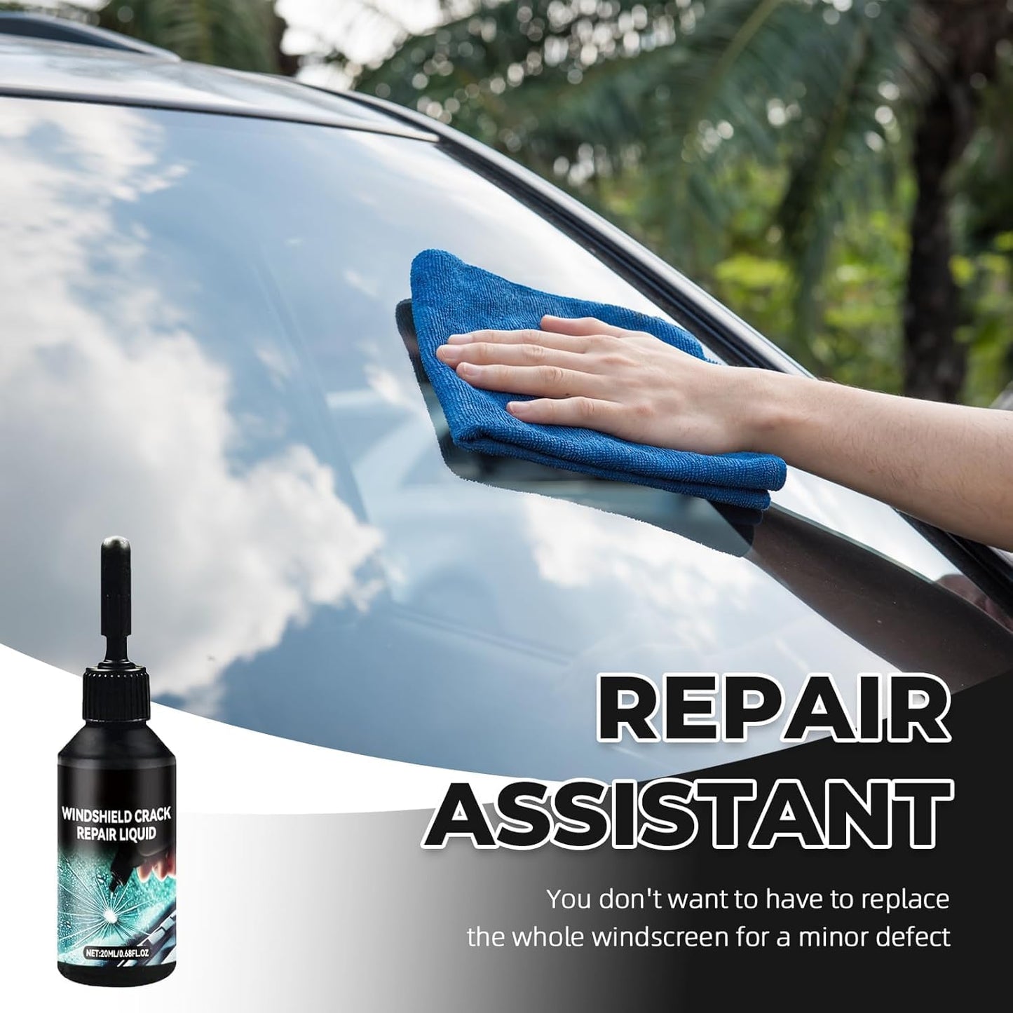 Upgrade Windshield Crack Repair Kit, Glass Repair Liquid for Cracks,Windshield Repair Kit for Chips and Cracks,Car Windshield Crack Gone Glass Repair Kit Nano Glass Repair Kit,Glass Repair Tool(2 Set)