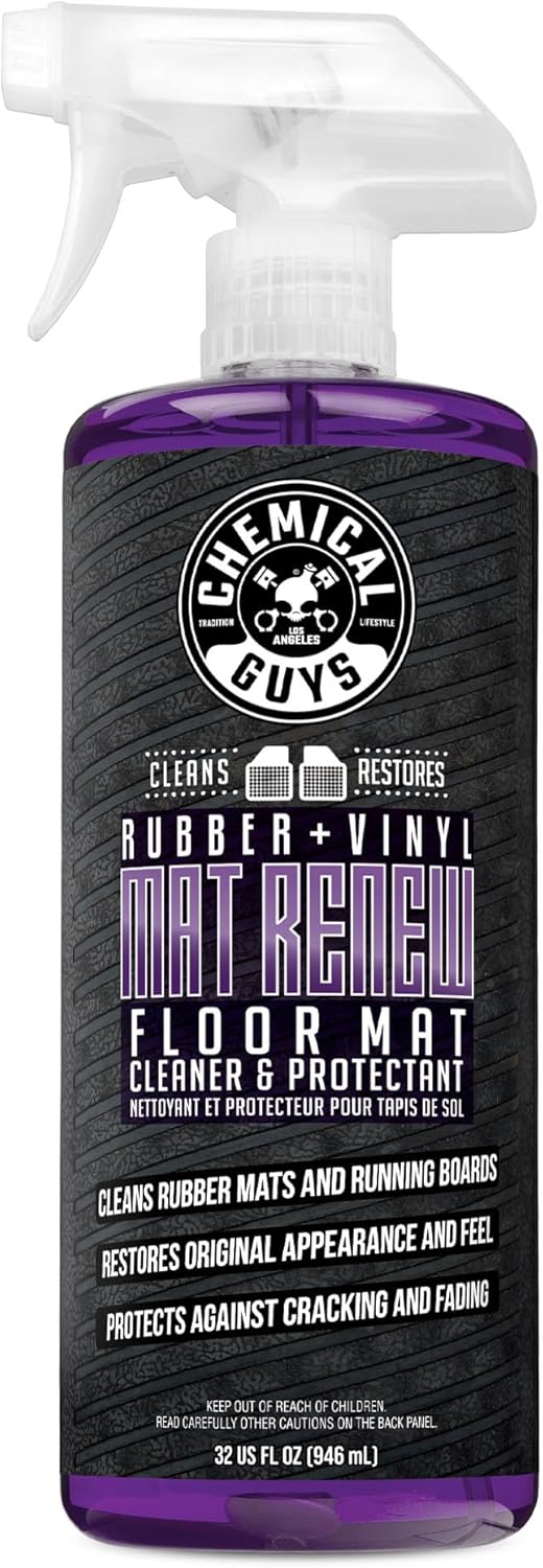 Chemical Guys Mat Renew Rubber and Vinyl Car Floor Mat Cleaner & Protectant - Cleans & Restores Rubber Liners, Running Boards, Safe for Cars, Trucks, SUVs, and More - 16 oz