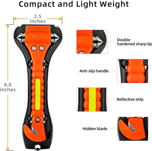 Safety Hammer, 10 Pack Car Emergency Escape Tool Car Window Breaker and Seat Belt Cutter with Light Reflective Tape for Family Car Life Saving Survival Kit