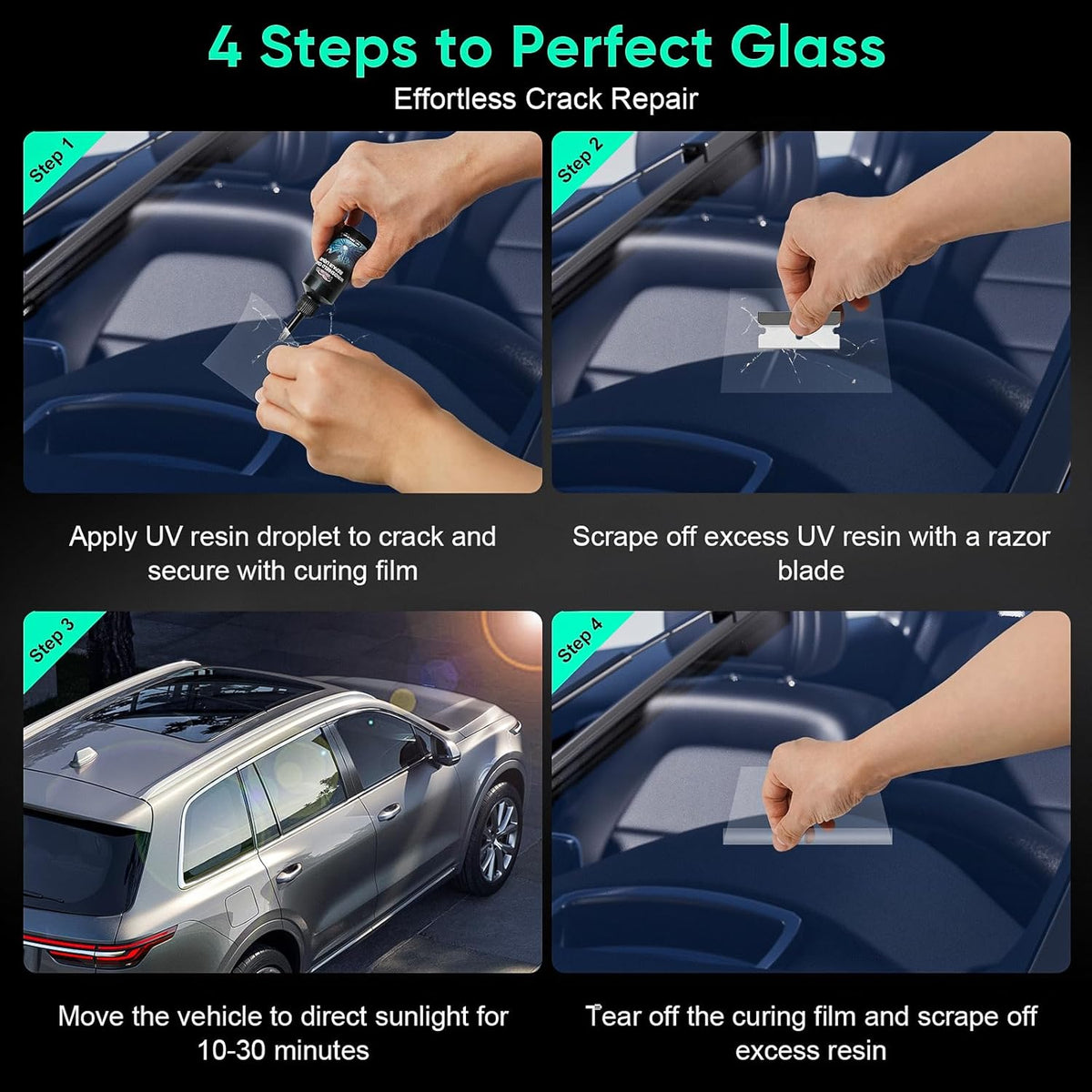 Car Windshield Crack Repair Kit - 2026 Upgrade Nano Glass Repair Liquid for Cracks & Chips, Cracks Gone Glass Remover Fluid for Quick Fix Windshields, Windows, Mirrors