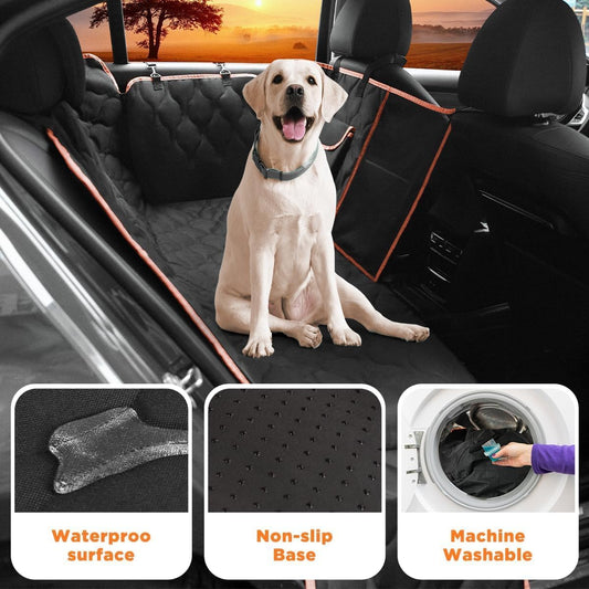 Shodu Waterproof Dog Car Seat Cover for Back Seat,Collapsible Scratchproof Dog Car Seats Covers,Nonslip Dogs Seat Cover with Mesh Window,Storage Pocket,Side Flaps,Universal Size Fit for Car/Truck/SUV