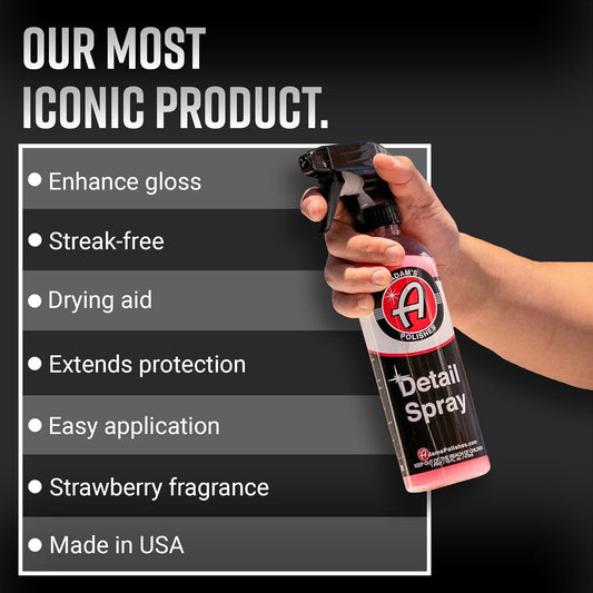 Adam's Polishes Detail Spray - Quick Waterless Detailer Spray For Car Detailing, Polisher Clay Bar & Wax Boosting Tech, Add Shine Gloss & Depth