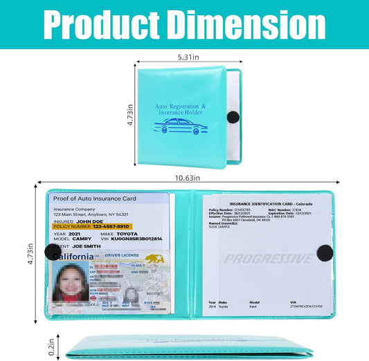 Pacific Mailer Auto Registration and Insurance Card Holder 2 Packs Car Document ID Holder Glove Box Organizer Car Accessories, Black