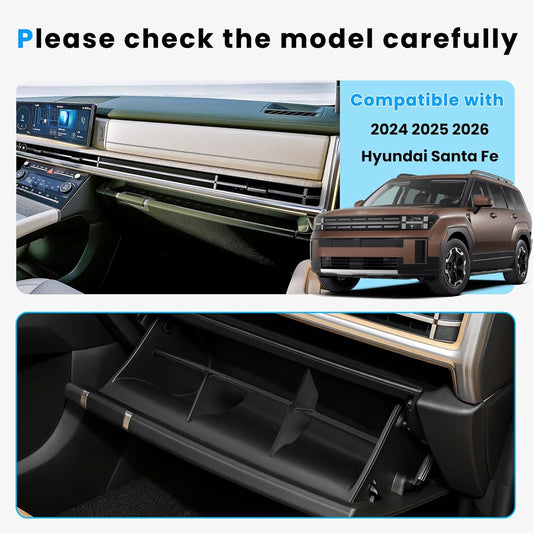 Glove Box Divider Organizer Compatible with 2024 2025 2026 Hyundai Santa Fe Insert Divider Tray ABS Secondary Storage Interior Accessories