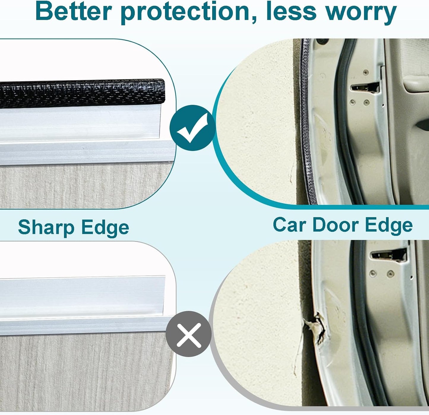 16.4FT Car Door Edge Guards Black, U-Shaped Car Door Protector with Metal Clips, No Adhesive Needed, for Most Cars
