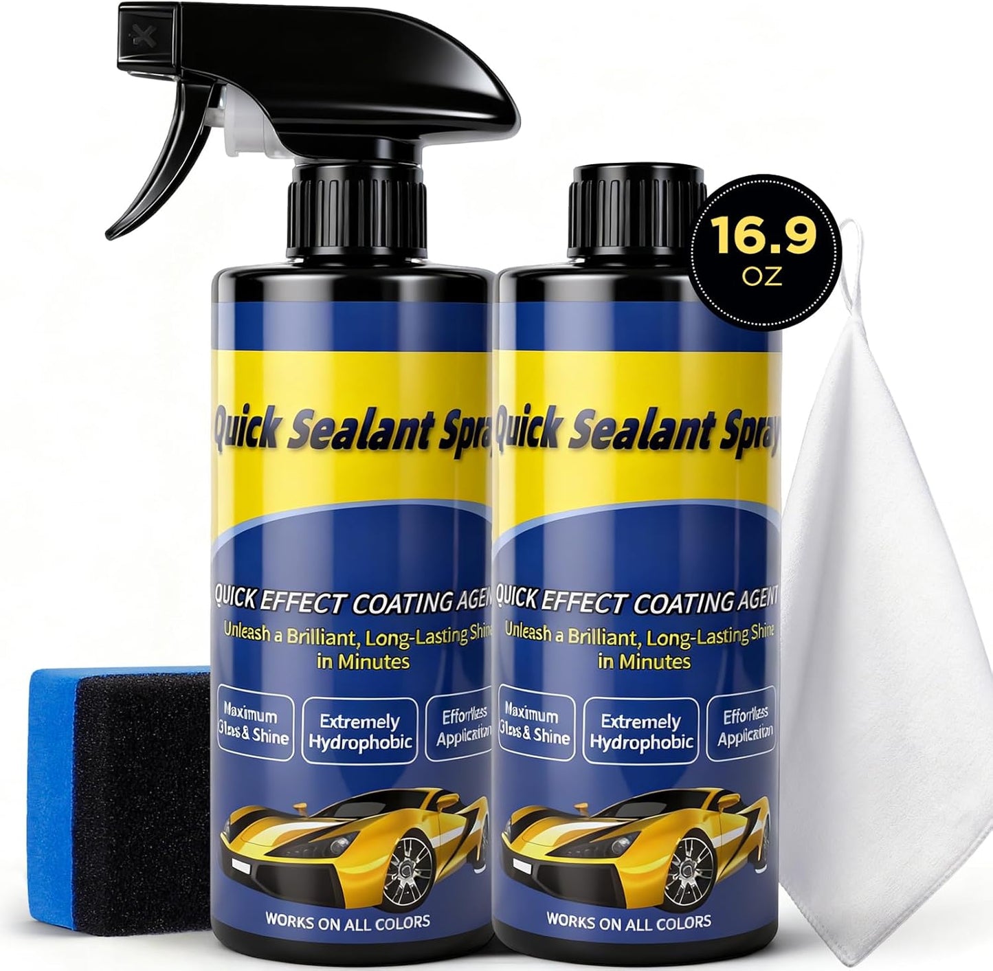 500ML Ceramic Coating for Cars: Quick Effect Coating Agent for Car Motorcycles Trucks & RVs - Extreme Hydrophobic Water Beading & Deep Gloss Shine for Long-Lasting Polish Spray Wax(2pack)