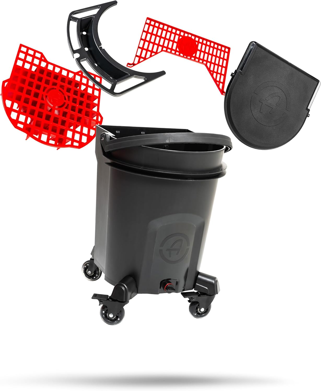 Adam's Complete Premium Detailing Bucket - Car Wash Bucket with Grit Guard, Seat Pad, Organization Rack, Drain Plug, 2 Locking Wheels | Innovative Detail 5 Gallon Bucket Kit System