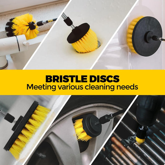 Holikme 30Pack Drill Brush Attachments Set,Scrub Pads & Sponge, Power Scrubber Brush with Extend Long Attachment All Purpose Clean for Grout, Tiles, Sinks, Car Polishing Pads,Bristle Discs